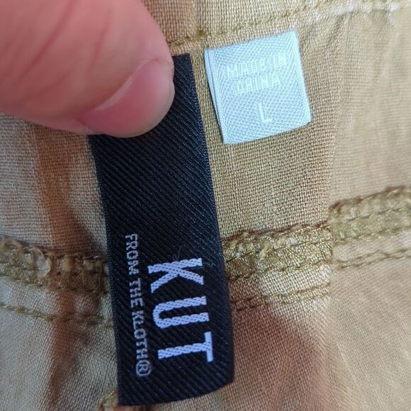 Kut From The Kloth Sandra Smocked Waist Linen Blend Pant Bronze Brown L - Picture 6 of 7